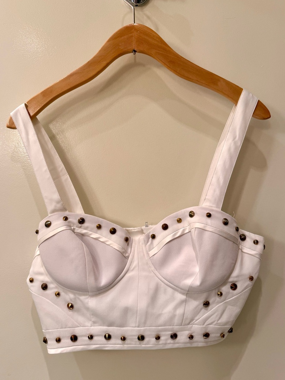 GUESS by Marciano Posey Studded Bustier Crop Top White Size 2 Like New